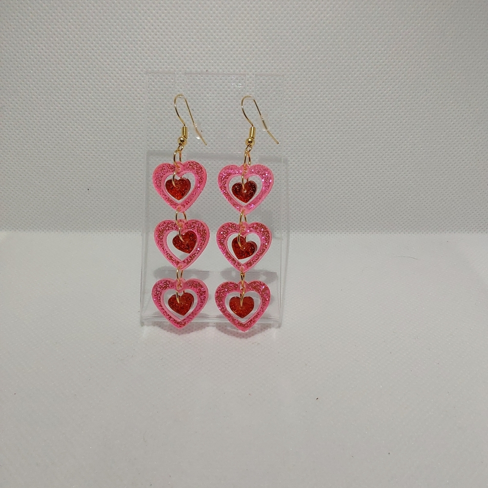 New Heart-shaped dangling earrings